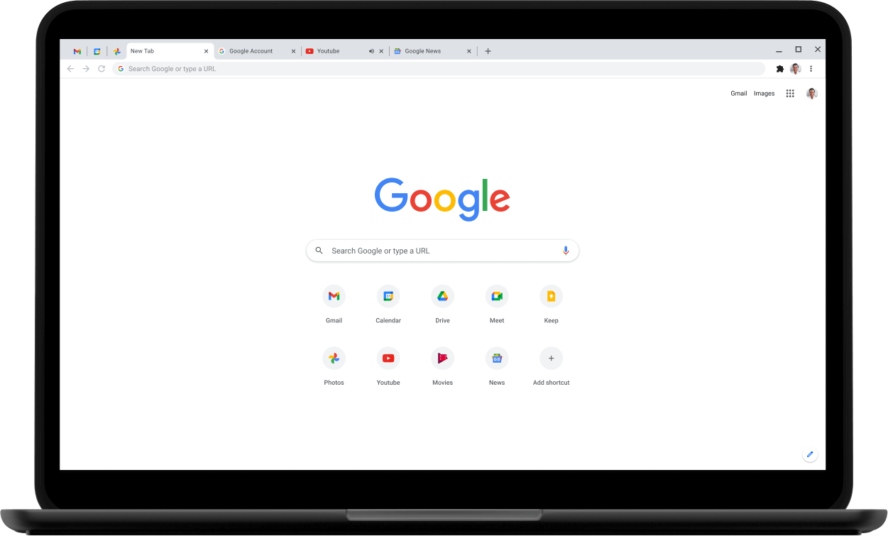 Lewy górny róg laptopa Pixelbook Go z otwartą stroną Google.com