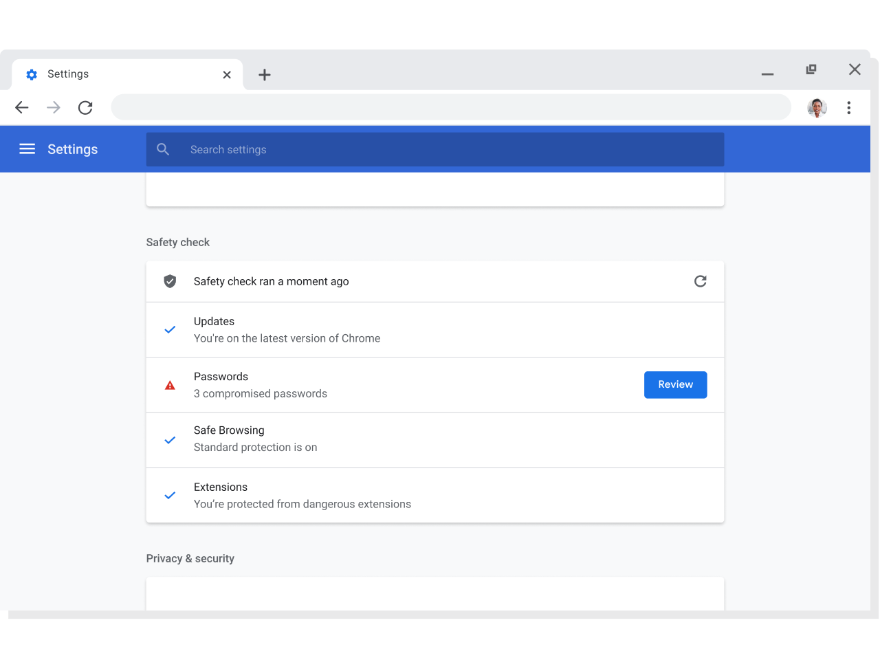 Okno przeglądarki Chrome z otwartą stroną ustawień konta i synchronizacji konta Google, na której synchronizacja jest włączona.