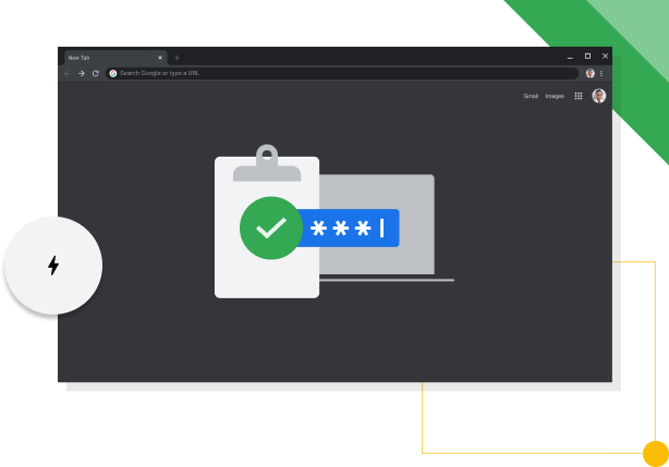 Okno przeglądarki Chrome w trybie ciemnym, z widoczną ikoną produktywności Google.