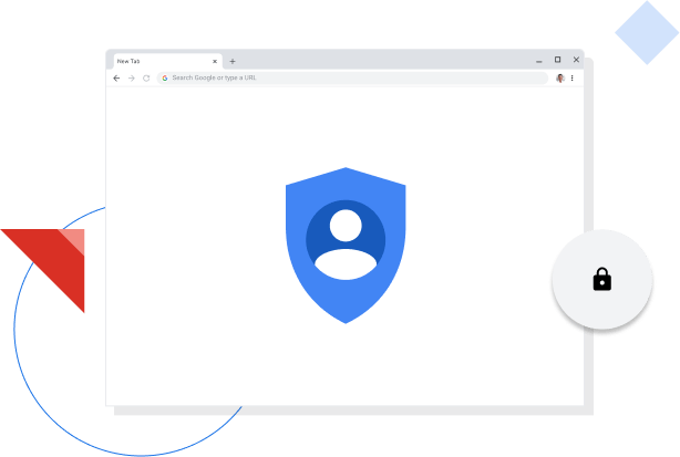 Okno przeglądarki Chrome z ikoną prywatności Google.