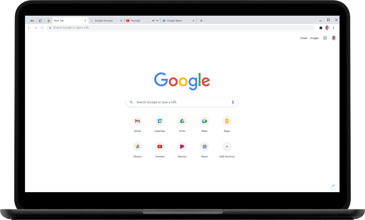 Laptop z otwartą stroną główną Google.com