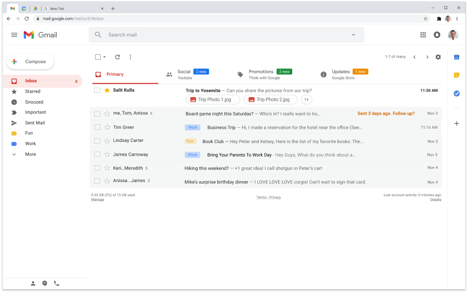 Laptop, displaying the Google.com home page.