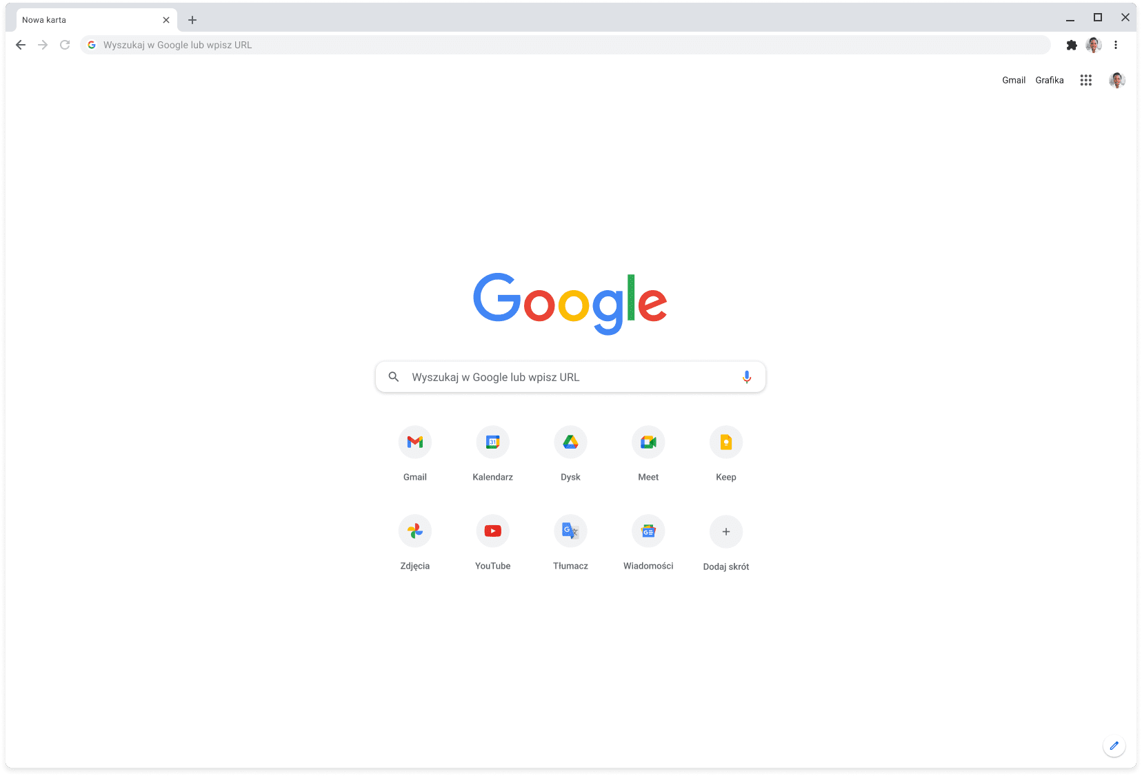 Okno przeglądarki Chrome z otwartą stroną Google.com
