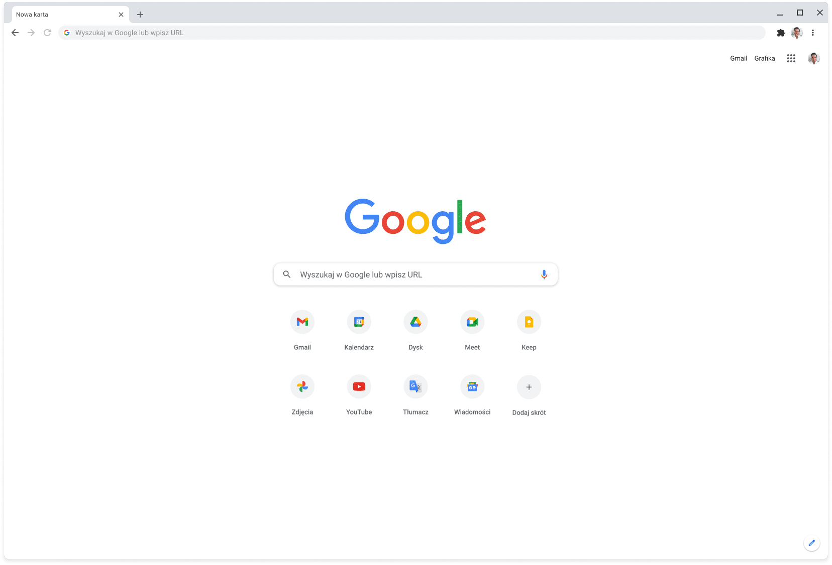 Okno przeglądarki Chrome z otwartą stroną Google.com
