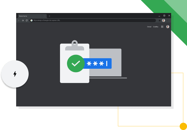 Okno przeglądarki Chrome w trybie ciemnym, z widoczną ikoną produktywności Google.