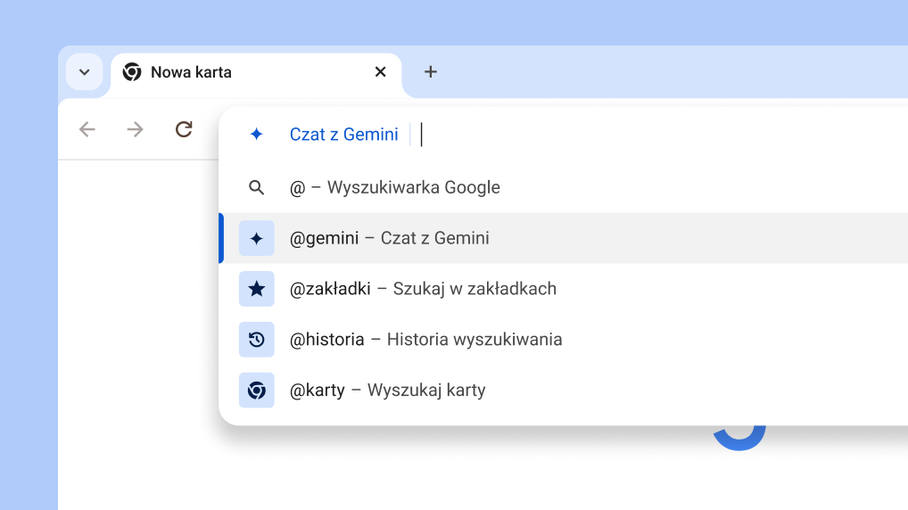 Czatuj z Gemini na pasku adresu