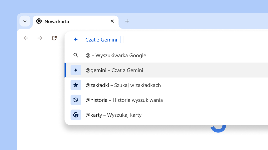 Czatuj z Gemini na pasku adresu